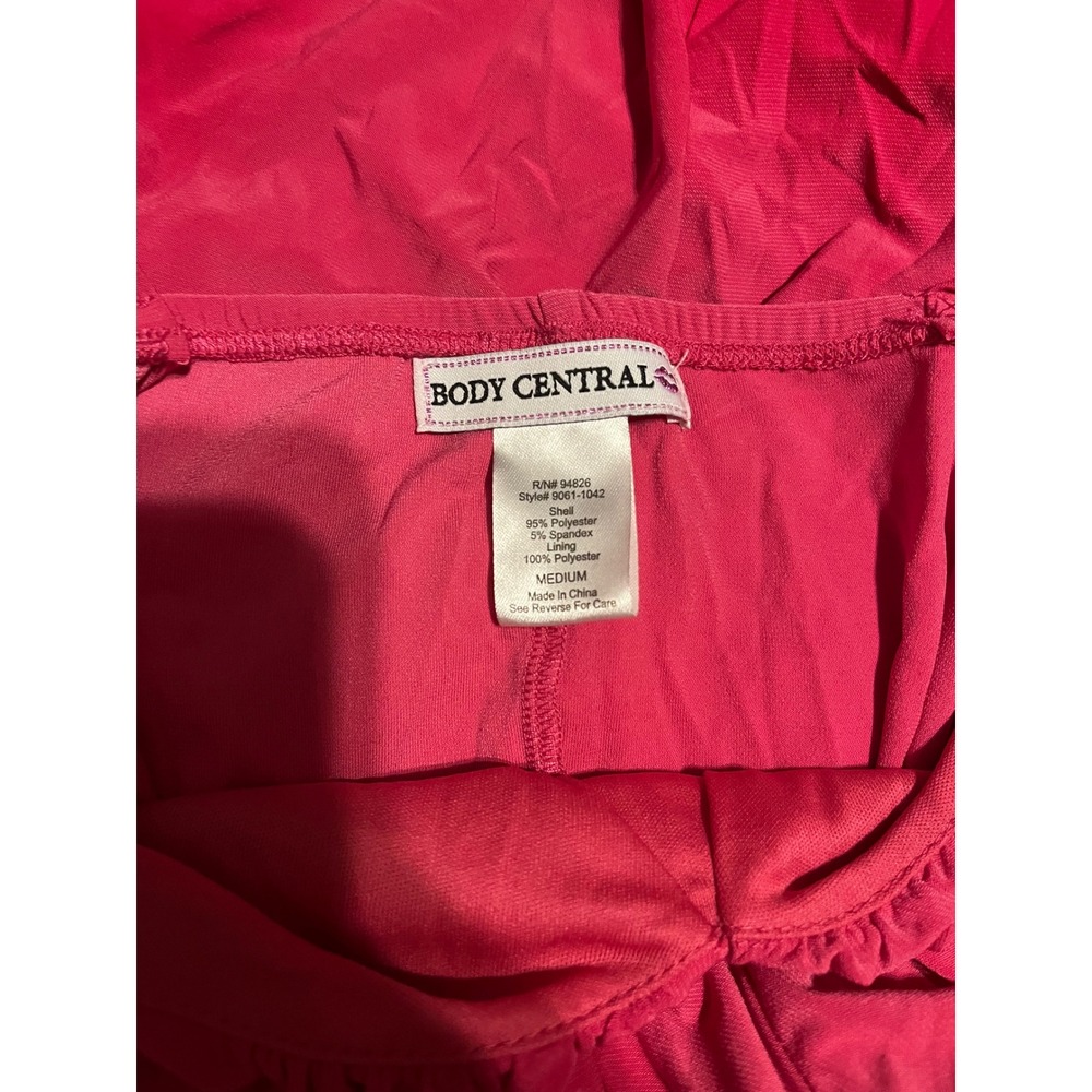 Pink Ruched Mini Dress Bodycon Y2K Club Party Stretch Body Central M - Picture 4 of 5
